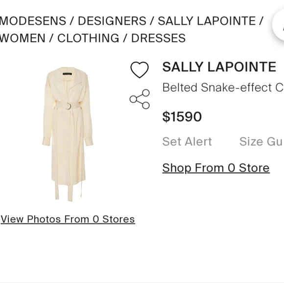 Sally Lapointe Snake Belted Trench Dress Lightweight Jacket - Picture 2 of 11